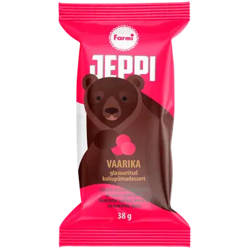 Jeppi Vanillimaitseline glasuuritud dessert vaarikatäidisega, 38 g