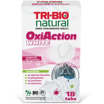 Pesukapslid Tri-Bio Oxi Action valge 18tk
