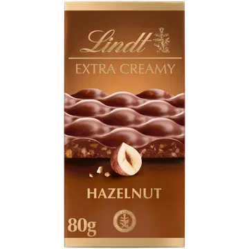 Lindt Extra Creamy piimašokolaad sarapuupähklitega 80g