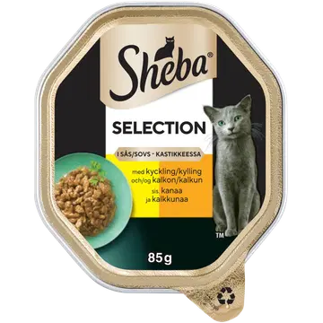 Sheba täissööt kassidele kana- ja kalkuniliha kastmes 85 g