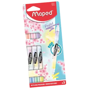 Tekstimarker fluo peps duo pastel 3tk bl