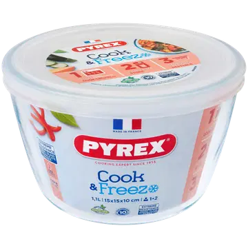 Klaasvorm 1,1 l Cook/Freeze plastkaanega