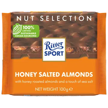 Ritter Sport piimašokolaad mandlitega, mee ja soolaga 100g