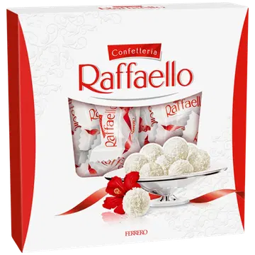 Raffaello kookoshelvestega kaetud mandlisüdamega maiustus 260 g