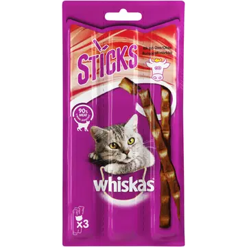 Whiskas närimispulgad täiskasvanud kassidele härjalihaga 3 x 6 g