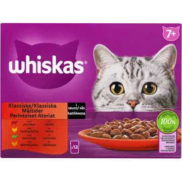 Whiskas 7+ Traditional kassitoiduvalik kastmes 12x85g