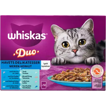 Whiskas 1+ Duo Ocean Delight kassitoiduvalik tarretises 12x85g