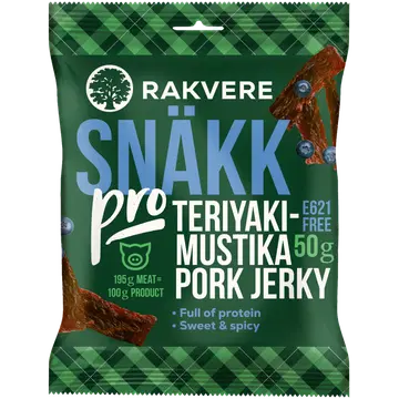 Rakvere SNÄKK pro teriyaki-mustika pork jerky 50 g