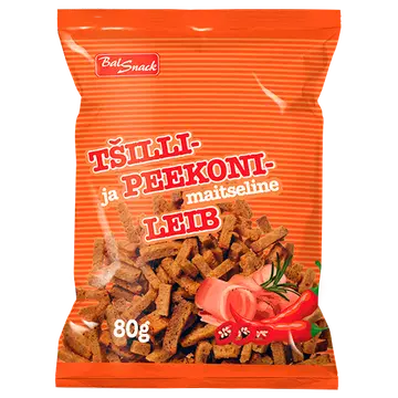 Balsnack tšilli- ja peekonimaitseline leib