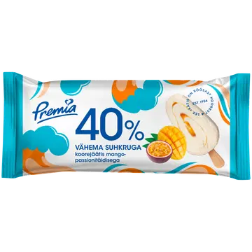 Premia 40% Vähema suhkruga Koorejäätis mango-passioni 50g/100 ml