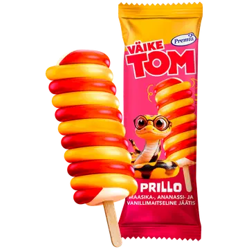 Väike Tom Prillo Maasika-Ananassi-vanilli maitseline jäätis 75g/80 ml
