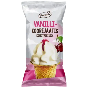 Premia Vanilli-Koorejäätis Kirsitäidiega Vahvliopsis 75 g/140 ml
