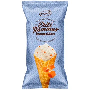 Eriti Rammus Soolakaramellitükkidega koonusjäätis 110g / 200 ml