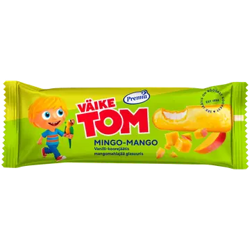 Väike Tom Mingo-Mango vanilli-koorejäätis mangomahlajää glasuuris 60g/74 ml
