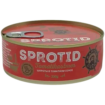 Kapten Grant sprotid tomatikastmes 230g eo