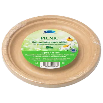Smile papptaldrikud Picnic 18cm 12tk