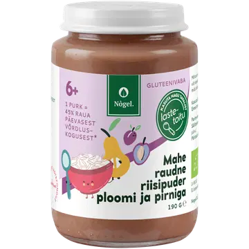 Nogel Mahe raudne riisipuder ploomi ja pirniga 6k, 190 g