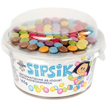 SIPSIKU jäätisemaitseline AB-jogurt šokolaadikommidega 165g