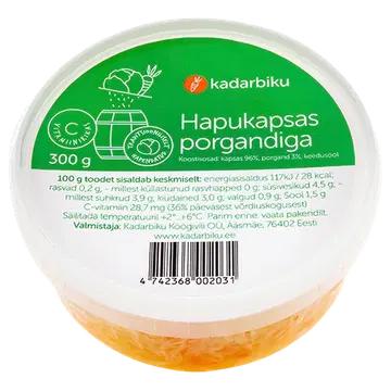 Hapukapsas porgandiga topsis 300g Kadarbiku