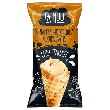La Muu Karamelli-Meresoolajäätis Vahvlikoonuses 80 g