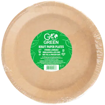 Go Green papptaldrikud 22cm 20tk