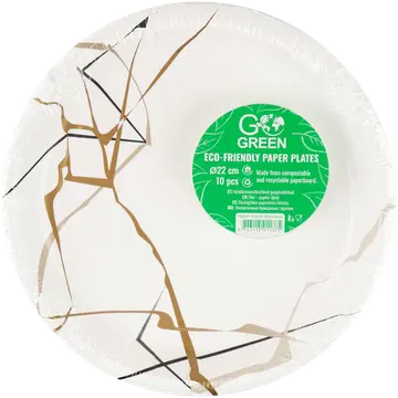 Go Green papptaldrikud Marmor 22cm 10tk