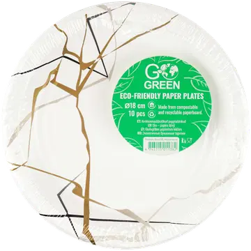 Go Green papptaldrikud Marmor 18cm 10tk