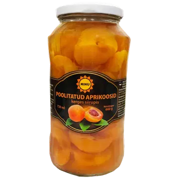 Minu aprikoosid poolitatud siirupis 660gr/330gr