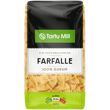 Tartu Mill durum pasta farfalle 500g