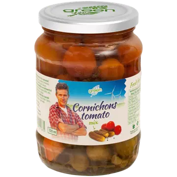 Green assortii kornishon-kirsstomat 720ml
