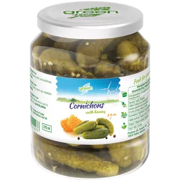 Green kornišonid 1-4 cm meega 370 ml