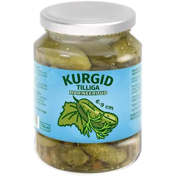 Kurgid 6-9 cm marineeritud tilliga 720 ml