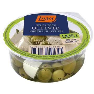 Liisu rohelised oliivid Kreeka juustuga, 190g