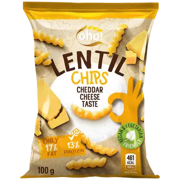 Oho! läätsekrõpsud Cheddar juustuga 100 g