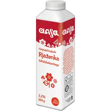 Aasa Hapupiimajook Rjaženka bifidobakteritega rasvasus 3,2%, 500g
