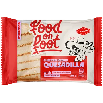 Food on foot Quesadilla KANA KEBAB, kana kebabiliha ja Coleslaw salatiga 235g