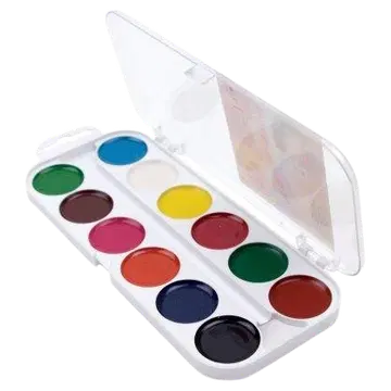 Akvarellid 12 värvi 22mm, plastkarbis