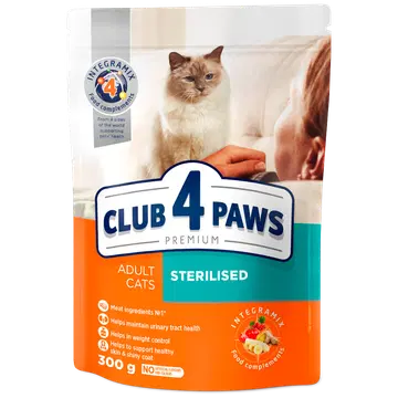 CLUB4PAWS Premium täiskasvanud steriliseeritud kassidele 0.3kg