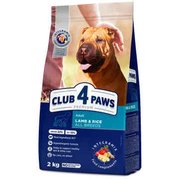 Club4Paws Premium kuivtoit koertele Hüpoallergeenne lambaliha ja riisiga All Breeds, 2kg
