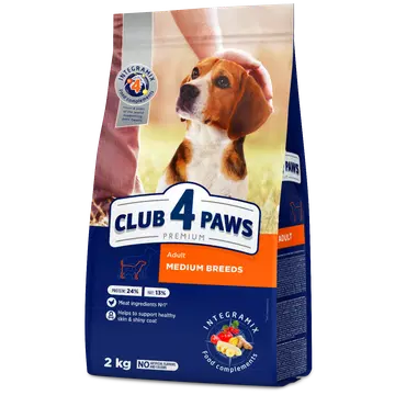 Club4Paws Premium kuivtoit täiskasvanud keskmist tõugu koertele, seedimist toetav ja kiudainerikas, kanaga, 2 kg