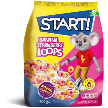 Start banaani- ja maasikamaitselised rõngad 500g
