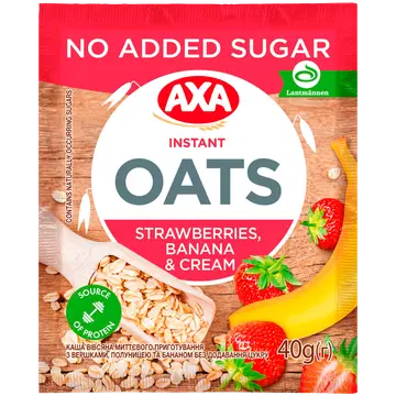 Axa kiirkaerahelbepuder koore, maasika ja banaaniga ilma lisatud suhkruta 40g