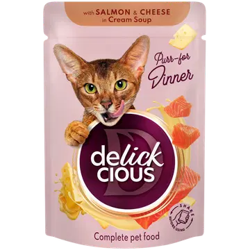Delickcious Täisväärtuslik konserv täiskasvanud kassidele – Kreemjas lõhe-juustu kiusatus, 85 g