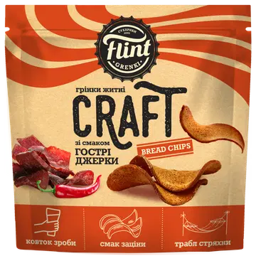Flint Craft Grenki vürtsikad vinnutatud liha maitselised lainelised leivakesed 80g