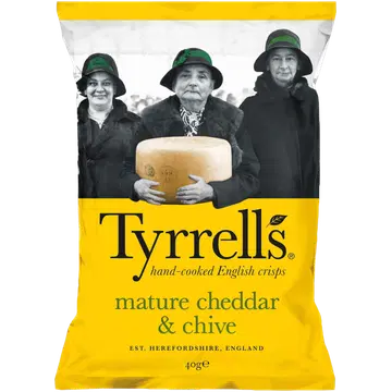 Tyrrell's kartulikrõpsud küpse cheddari juustu ja murulauguga 150g