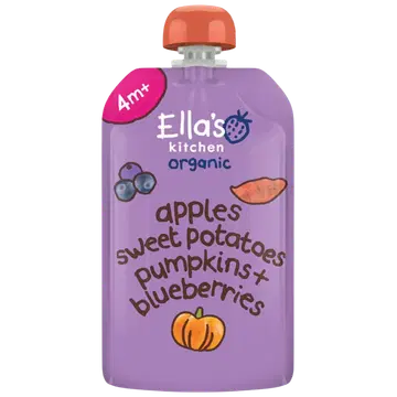 Ella´s Kitchen kõrvitsa-õuna-mustikapüree 120 g, öko, alates 6-elukuust