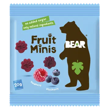 BEAR Fruit Minis vaarika-mustika puu- ja köögiviljapalad 3a, 20g