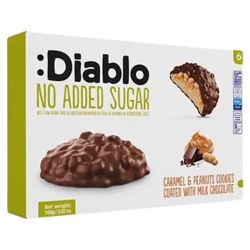 Diablo caramelpeanut küpsised choco lisatud suhkruta 100g