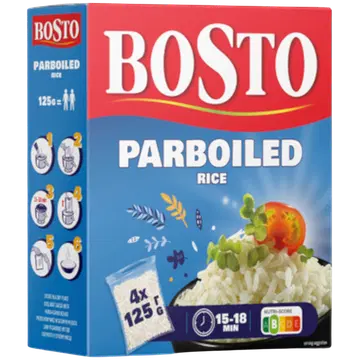 Bosto aurutatud riis (parboiled) 4x125g
