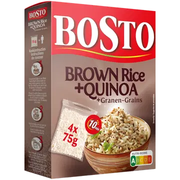 Bosto pruun riis, kinoa ja teravili 4 x 75 g